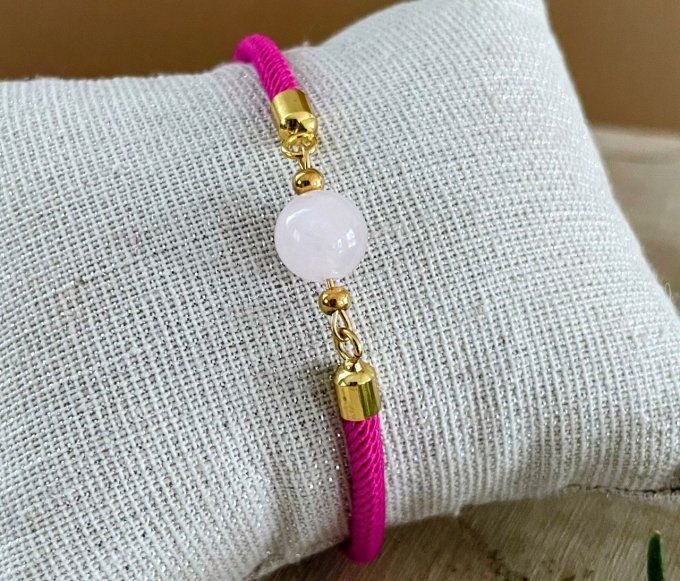 Bracelet cordon quartz rose