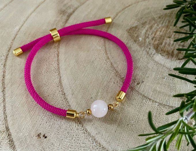 Bracelet cordon quartz rose